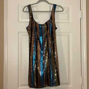 Aqua multi color sequins dress size XL